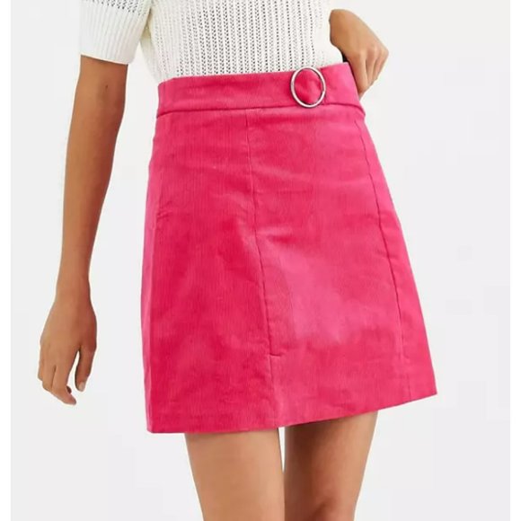 💰 5 FOR $40 / GLAMOROUS FUCHSIA PINK CORD MINI SKIRT (SZ 6) EUC - Picture 9 of 9